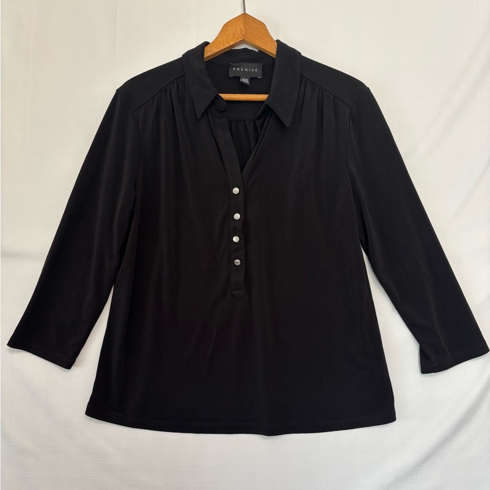 PREMISE Black Knit Tunic Top Size Large